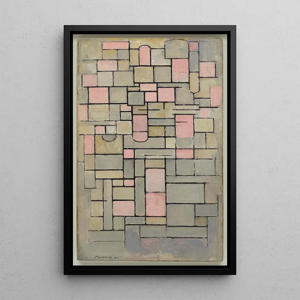 Komposition 8 - Piet Mondrian — gerahmtes Bild an der Wand