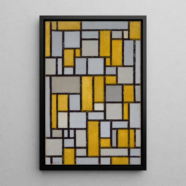 Komposition mit Gitter 1 - Piet Mondrian — gerahmtes Bild an der Wand