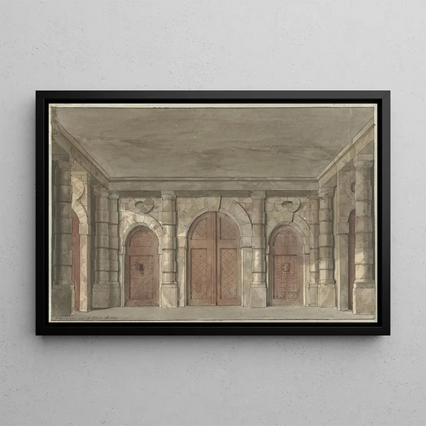 Pieter Barbiers - Ontwerp voor een toneeldecor van een voorportaal van een gevangenis.webp