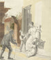 Mendiant empfängt die Almosen einer Dame - Pieter Bartholomeusz Barbiers — Ansicht des Kunstwerks