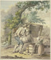 Ein Bauer gießt Kartoffeln in einen Fass mit Hilfe eines Kindes - Pieter Bartholomeusz Barbiers — Ansicht des Kunstwerks