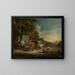 Landschafts-Gemälde mit Hirten und einer Herde in der Nähe eines Brunnens - Pieter Bout — gerahmtes Bild an der Wand