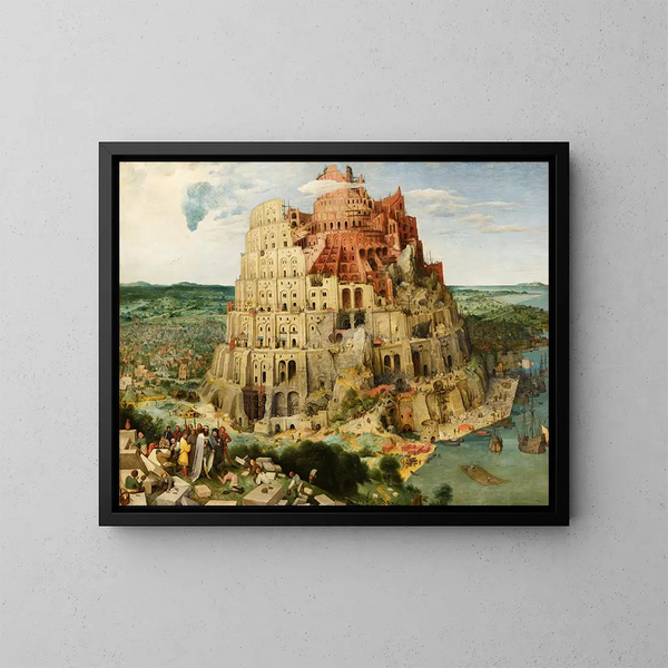 Die Turm von Babel - Pieter Bruegel der Ältere — gerahmtes Bild an der Wand