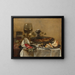 Stillleben mit geräuchertem Hering, Nüssen, weißen Johannisbeeren und Waldbeeren - Pieter Claesz — gerahmtes Bild an der Wand
