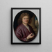 Portrait eines Mannes, der eine Uhr hält - Pieter Cornelisz van Slingelandt — gerahmtes Bild an der Wand
