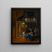 Eine Frau, die Brot und Butter für einen Jungen vorbereitet - Pieter de Hooch — gerahmtes Bild an der Wand