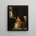 Innenraum-Gemälde mit einer jungen Frau, die einen Brief liest - Pieter de Hooch — gerahmtes Bild an der Wand