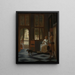 Ein Mann übergibt einer Frau einen Brief in der Eingangshalle eines Hauses - Pieter de Hooch — gerahmtes Bild an der Wand