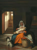 Mutter stillt ihr Kind - Pieter de Hooch — Ansicht des Kunstwerks