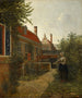 Frau mit einem Korb Bohnen in einem Gemüsegarten - Pieter de Hooch — Ansicht des Kunstwerks