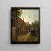 Frau mit einem Korb Bohnen in einem Gemüsegarten - Pieter de Hooch — gerahmtes Bild an der Wand