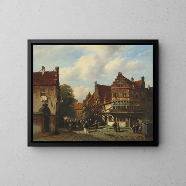 Eine niederländische Straßenszene - Pieter Gerardus Vertin — gerahmtes Bild an der Wand