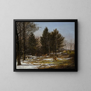 Pieter Gerardus van Os - A Wooded Winter Landscape With Deer.webp