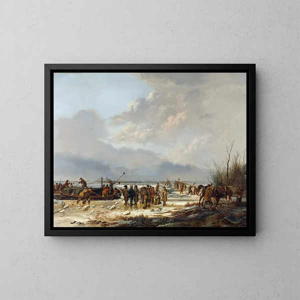 Briser la glace sur le Karnemelksloot à Naarden, janvier 1814 - Pieter Gerardus van Os — gerahmtes Bild an der Wand