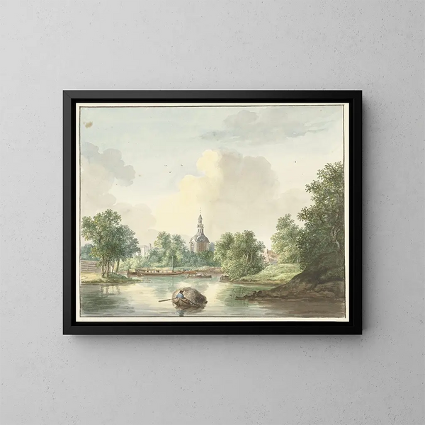 Die Tür von Hogerwoerd in Leyde Blick vom Kanal - Pieter Gerardus van Os — gerahmtes Bild an der Wand