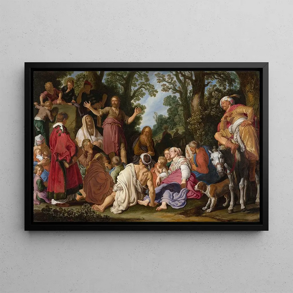 Saint Jean-Baptiste predigt - Pieter Lastman — gerahmtes Bild an der Wand