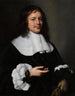Portrait eines mittelalten Gentlemans mit weißem Kragen und Manschetten, der ein Paar Handschuhe hält - Pieter Nason — Ansicht des Kunstwerks