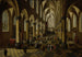 L: Kirche Saint-Walburge in Antwerpen mit laufender Messe, viele Figuren und eine offene Tür rechts - Pieter Neeffs der Jüngere — Ansicht des Kunstwerks