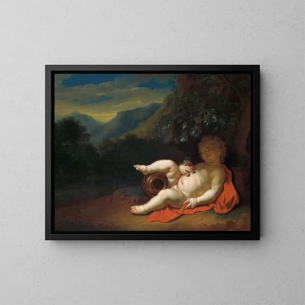 L'Enfant Bacchus - Pieter van der Werff — gerahmtes Bild an der Wand