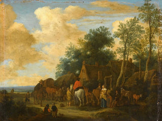 Halt in einer Herberge am Straßenrand - Pieter de Molijn — Ansicht des Kunstwerks