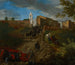 Coachs et voyageurs à la Madonna del Riposo près de Rome - Pieter van Bloemen — Ansicht des Kunstwerks