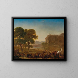 Pieter van Laer - A view of the Roman Campagna with shepherds resting with their livestock.webp