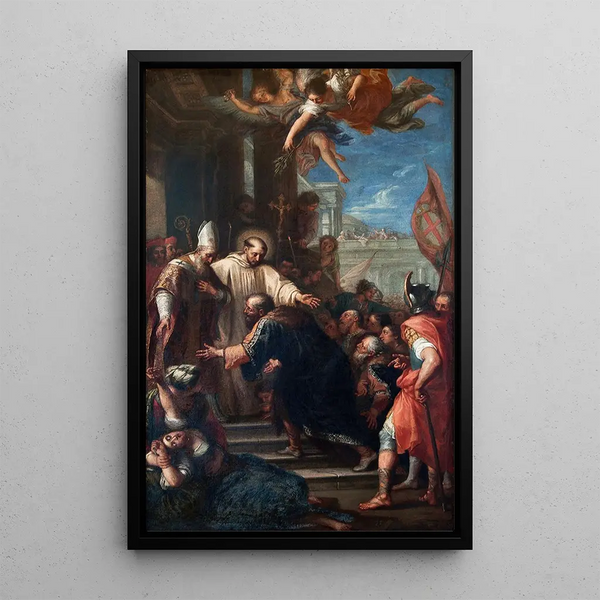 La cessation du schisme d'Anaclet - Pietro Antonio de Pietri — gerahmtes Bild an der Wand