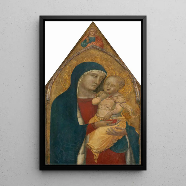 Jungfrau mit Kind mit dem segnenden Christus - Pietro Lorenzetti — gerahmtes Bild an der Wand