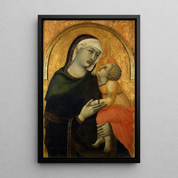 Jungfrau mit Kind - Pietro Lorenzetti — gerahmtes Bild an der Wand