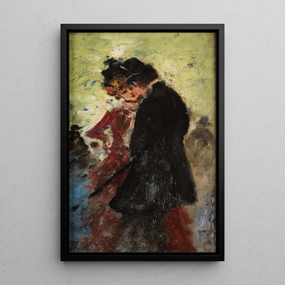 Pietro Scoppetta - Herr im Zylinder mit Dame in rotem Kleid.webp