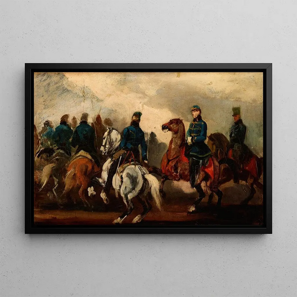 Abteilung österreichischer Husaren - Piotr Michałowski — gerahmtes Bild an der Wand