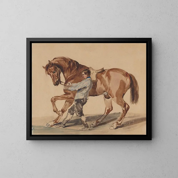 Palefrenier mit einem fuchsfarbenen Pferd - Piotr Michałowski — gerahmtes Bild an der Wand