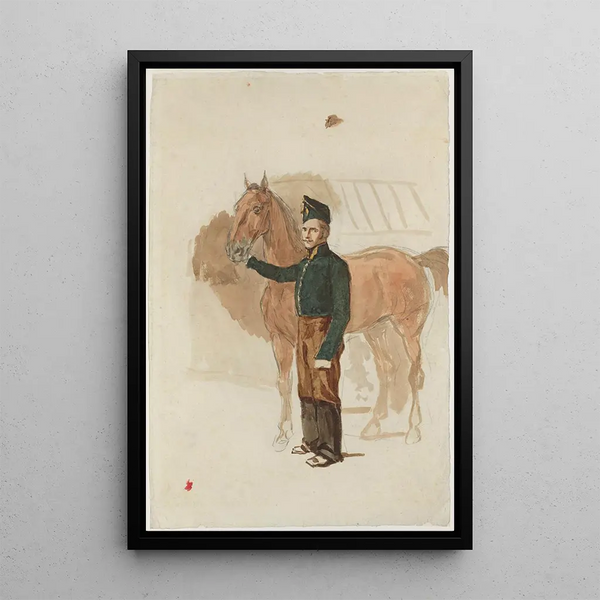 Palefrenier avec un cheval - Piotr Michałowski — gerahmtes Bild an der Wand