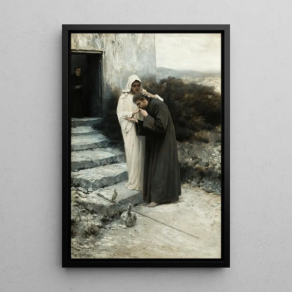 Notre-Dame sagt dem Christus Lebewohl - Piotr Stachiewicz — gerahmtes Bild an der Wand