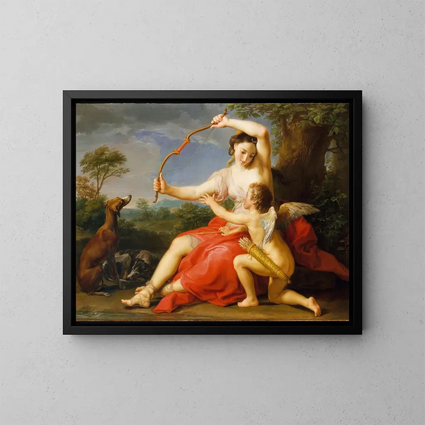 Diane und Cupidon - Pompeo Batoni — gerahmtes Bild an der Wand