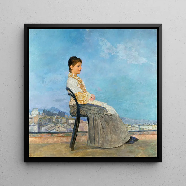 Portrait d'une femme romaine sur un toit plat à Rome - Max Klinger