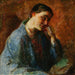 Portrait der Ehefrau des Künstlers Esther Paulsen - Julius Paulsen — in einem Innenraum präsentiert