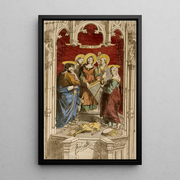 Versammlung von Heiligen in einer architektonischen Kulisse - Prosper Lafaye — gerahmtes Bild an der Wand