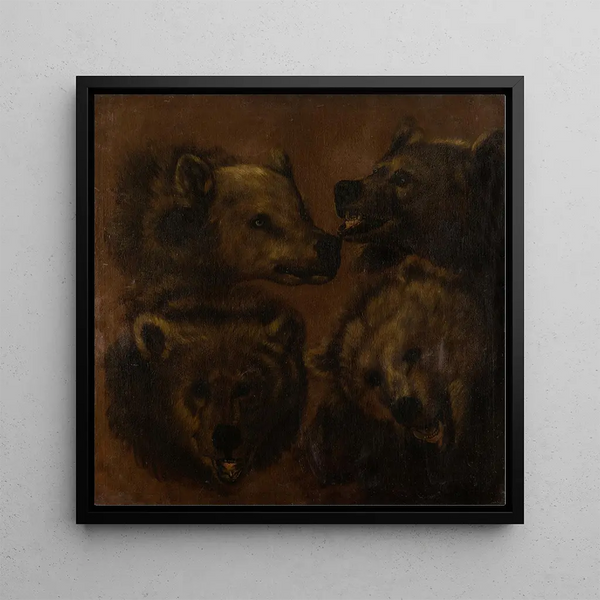 Quatre têtes d'ours à taille réelle - Johann Melchior Roos