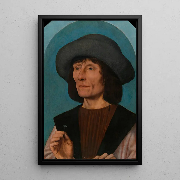 Portrait eines Mannes mit einer Nelke - Quentin Massys — gerahmtes Bild an der Wand