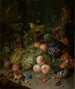 Naturmorte mit Früchten, Hirschkäfer, Drachenfliege und Nest - Rachel Ruysch — Ansicht des Kunstwerks