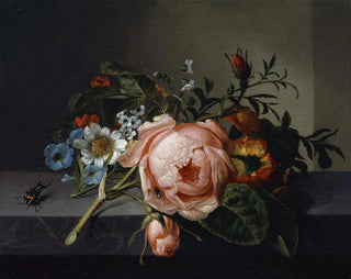 Rachel Ruysch - Still Life With Rose Branch Beetle And Bee.webp