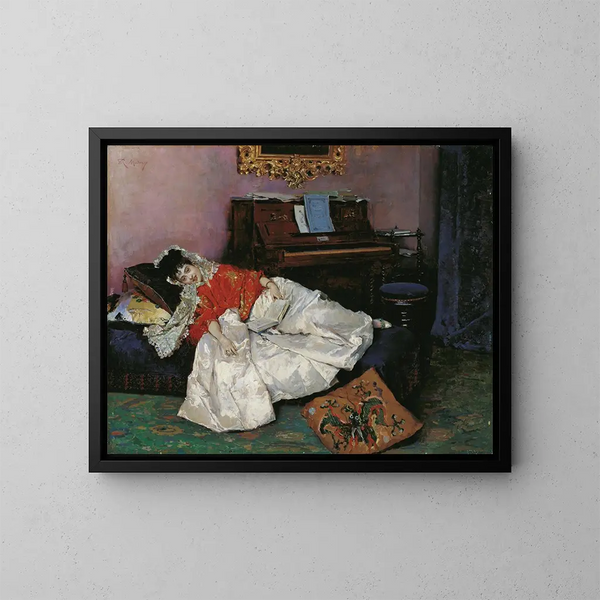 Die Lektüre von Aline Masson - Raimundo de Madrazo y Garreta — gerahmtes Bild an der Wand