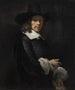 Portrait eines Gentlemans mit Zylinder und Handschuhen - Rembrandt van Rijn — Ansicht des Kunstwerks