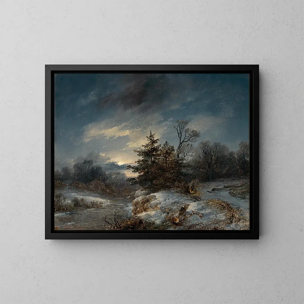 Eine Winternacht - Remigius Adrianus van Haanen — gerahmtes Bild an der Wand