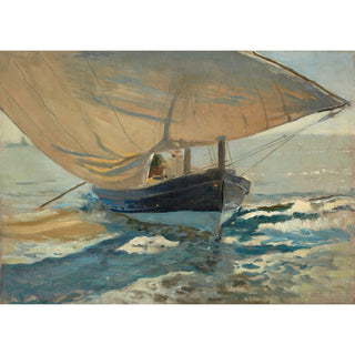 Reproduction Bateaux de pêche sur la plage, Valence - Joaquín Sorolla
