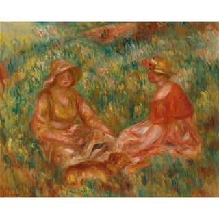 Reproduction Deux filles dans un un pré deux femmes dans l'herbe - Pierre-Auguste Renoir