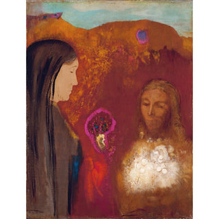 Reproduction Le Christ et la Samaritaine Le bouquet de fleurs blanches - Odilon Redon