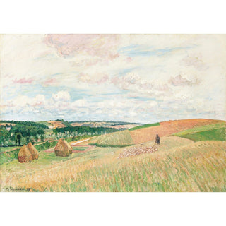 Reproduction Les Coteaux de Thierceville, Meules, Berger et Troupeau - Camille Pissarro