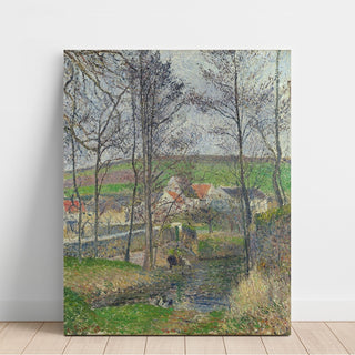 Reproduction Les rives de la Viosne à Osny par temps gris, en hiver - Camille Pissarro
